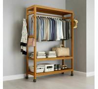 Modcraft Heavy Duty Wooden Clothes Stand - Garment for Open Wardrobe with Wheels