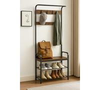 Modcraft Industrial 4-in-1 Coat Rack with Shoe Bench - Hallway Clothes Stand with 9 Hooks