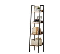 Modcraft Industrial 4-Tier Ladder Shelf, Rustic Brown & Black Bookcase For Living Room Or Office