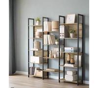 Modcraft Industrial Bookshelf with 14 Shelves - Turquoise Brown & Black Metal Frame - 158cm Wide Bookcase