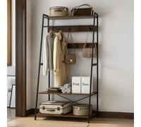 Modcraft Industrial Clothes Rail Rack with Shelves & Hooks Freestanding Garment Stand Wardrobe Organizer