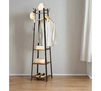 Modcraft Industrial Coat Rack with Hooks and 3-Tier Storage Shelves - Black & Rustic Brown
