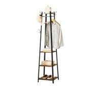 Modcraft Industrial Coat Rack With Hooks And 3-Tier Storage Shelves - Black & Rustic Brown