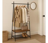Modcraft Industrial Coat Rack With Shoe Storage , Freestanding Clothes Stand With Hat Hooks
