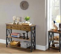 Modcraft Industrial Console Table with Drawer and 2 Shelves
