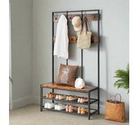 Modcraft Industrial Entryway Coat Rack With 12 Hooks And Bench