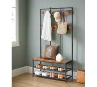 Modcraft Industrial Entryway Coat Rack with 12 Hooks and Bench