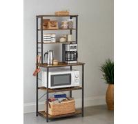 Modcraft Industrial Kitchen Storage Rack with 6 Shelves & 6 Hooks, Adjustable Middle Shelf