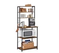 Modcraft Industrial Kitchen Storage Rack With 6 Shelves & 6 Hooks, Adjustable Middle Shelf
