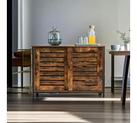Modcraft Industrial Sideboard with Sliding Doors - Rustic Brown & Black Storage Cabinet