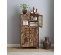 Modcraft Industrial Storage Cabinet with Glass Doors & Adjustable Shelf - Rustic Brown & Black