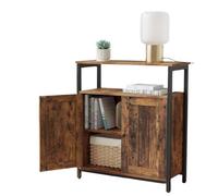 Modcraft Industrial Storage Cabinet With Slat Door And Adjustable Shelves - Rustic Brown