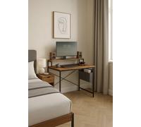 Modcraft Industrial Style Computer Desk With Monitor Riser, Fabric Pouch, Adjustable Legs, 55 X 80 X 90.5 Cm