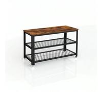 Modcraft Industrial Style Shoe Bench With 2 Shelves And Steel Structure