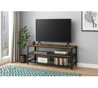 Modcraft Industrial TV Stand, 140 cm Console Table with Shelves, Metal Frame, Rustic Brown Wood Finish