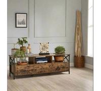 Modcraft Industrial Tv Stand For Up To 65-Inch Tv Media Console With 3 Drawers & 3 Open Shelves