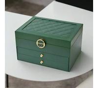Modcraft Large 3 Layer Green Jewelry Box Organizer with Lock Necklace Storage Cabinet