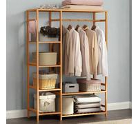 Modcraft Large Bamboo Garment Rack With Clothes Rail And Shelves