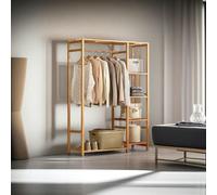 Modcraft Large Bamboo Garment Rack with Clothes Rail and Shelves