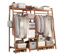 Modcraft Large Wooden Clothes Rail Rack - Heavy Duty Garment Stand Corner Open Wardrobe Shelf Organizer