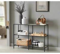 Modcraft Modern 3-Tier Console Table With Tempered Glass Shelves & Black Steel Frame 100 X 30 X 73 Cm