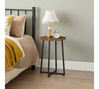 Modcraft Round Side Table - Small Bedside Table, Industrial Coffee Table with Metal Frame,