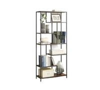 Modcraft Rustic 6-Tier Geometric Bookcase And Industrial Display Shelf For Living Room, Study, Kitchen