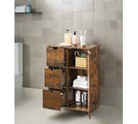 Modcraft Rustic Bathroom Floor Cabinet with 3 Drawers & Adjustable Shelves - Wooden Storage Unit for Bathroom