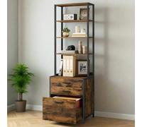 Modcraft Rustic Brown 3-Drawer Filing Cabinet - Home Office File Cabinet with Height-Adjustable Shelves