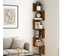 Modcraft Rustic Brown 5-Tier Corner Wall Shelf - Floating Display Bookcase