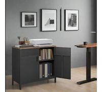 Modcraft Rustic Brown & Black Floor Standing Storage Cabinet With Door And Adjustable Shelf