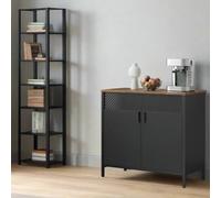 Modcraft Rustic Brown & Black Floor Standing Storage Cabinet with Door and Adjustable Shelf