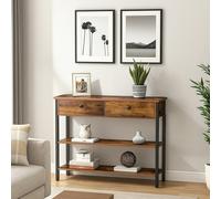 Modcraft Rustic Brown Console Table with 2 Drawers - Industrial Hallway Table Sofa Side Table with Storage
