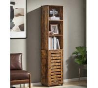 Modcraft Rustic Brown Floor Cabinet with Door & Open Shelves, Adjustable Storage, 167cm Tall