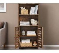 Modcraft Rustic Brown Floor Standing Cabinet with Louvered Doors & Adjustable Shelf