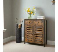 Modcraft Rustic Floor Cabinet with Drawer & Louvered Doors - Freestanding Storage Unit for Hallway or Bedroom