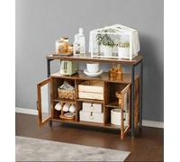 Modcraft Rustic Sideboard Buffet Table with Glass Doors - Storage Cabinet with Adjustable Shelves