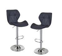 Modcraft Set of 2 Adjustable Swivel Bar Stools with Backrest Gas Lift Kitchen Breakfast Chairs - Black