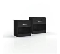 Modcraft Set of 2 Bedside Tables with Drawer and Handle - Black