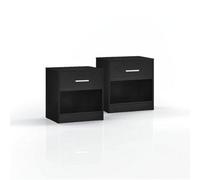 Modcraft Set Of 2 Bedside Tables With Drawer And Handle - Black