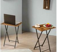 Modcraft Set Of 2 Folding Side Tables - Industrial Tables For Sofa , Laptop, Or Drinks