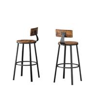 Modcraft Set Of 2 Industrial Bar Stools With Backrest - 73Cm Tall Kitchen Breakfast Chairs