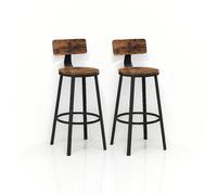 Modcraft Set of 2 Industrial Bar Stools with Backrests in Brown Modcraft Brown