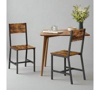 Modcraft Set Of 2 Industrial Dining Chairs With Steel Frame And Rustic Brown Particleboard Seats