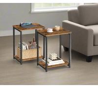 Modcraft Set Of 2 Side Tables For Bedroom And Livingroom , Industrial Style Table - Brown