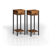 Modcraft Set Of 2 Slim Bedside Table With Drawer - Brown