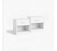 Modcraft Set Of Two White Bedside Table With Drawer , Modern Nightstand For Bedroom Or Living Room