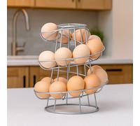 Modcraft Silver Spiral Egg Holder Rack Skelter Kitchen Stand Holds 12 to 18 Eggs Counter Display