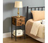 Modcraft Slim Industrial Bedside Table With 2 Drawers - Brown