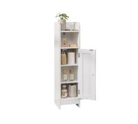 Modcraft Slim White Bathroom Floor Storage Cabinet And Narrow Freestanding Unit With Door & Adjustable Shelve
